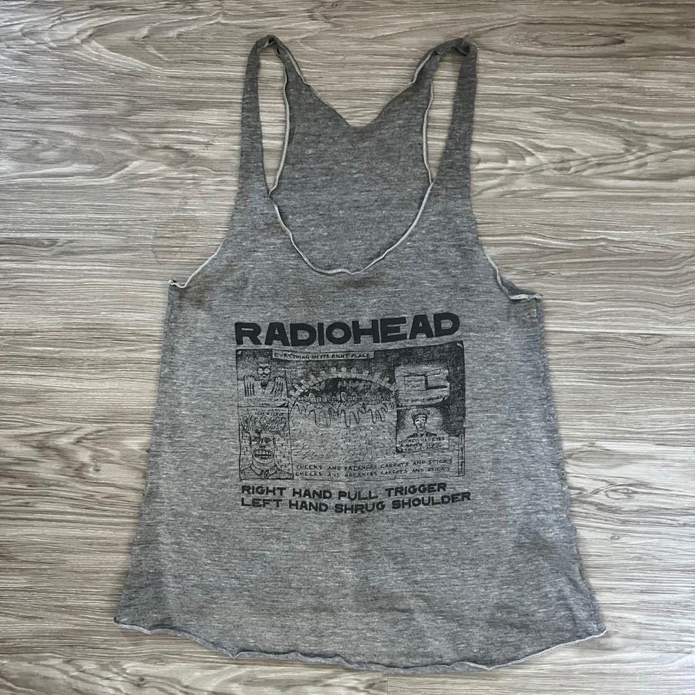 Radiohead Everything In Its Right Place Graphic Tank Top Gray Tri-Blend Medium